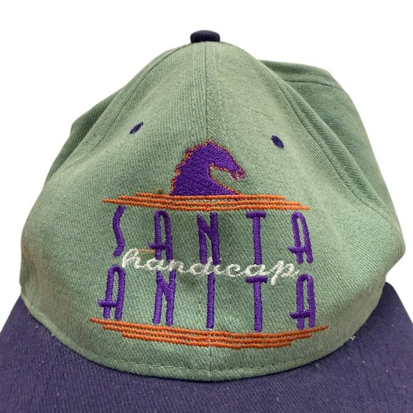 Vintage Santa Anita Randicap snap back baseball cap purple/teal cotton 1990s - Picture 2 of 5